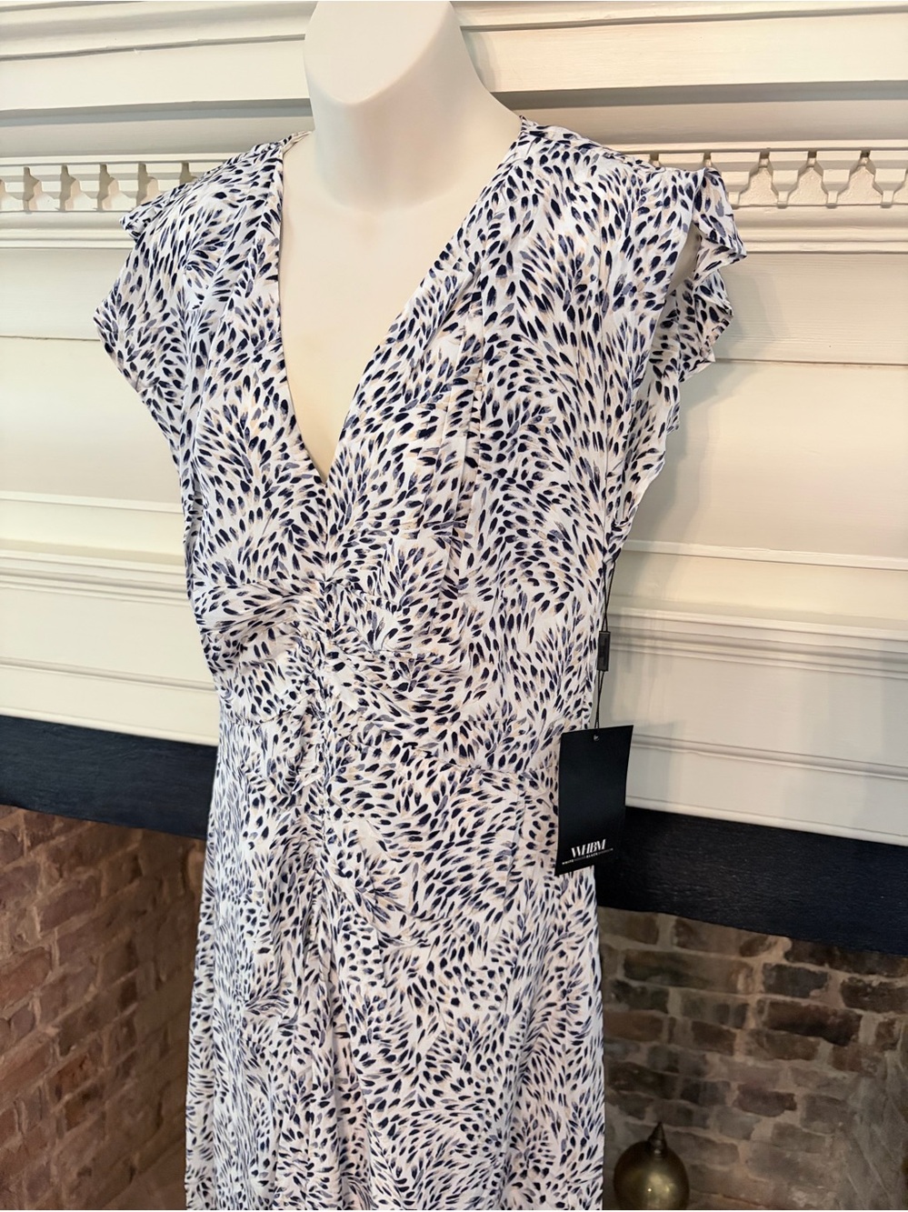 White House Black Market Ruched Front Midi  Ecru Dress Sz 10 NWT $180